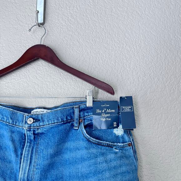 Madewell Curve Love 4” Mom Short High Rise Denim Raw Frayed Hem 35 20 New NWT - Picture 2 of 6